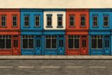 A row of streets, with all shops looking the same