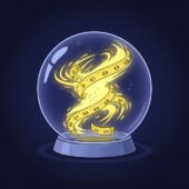 A crystal ball containing a tape measure