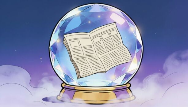 A crystal ball containing a newspaper