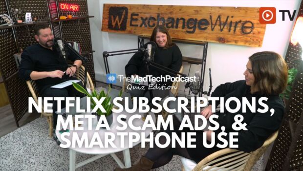 Shot of the ExchangeWire team for The MadTech Podcast. This episode is a quiz edition covering Netflix subscriptions, Meta scam ads, and smartphone use.