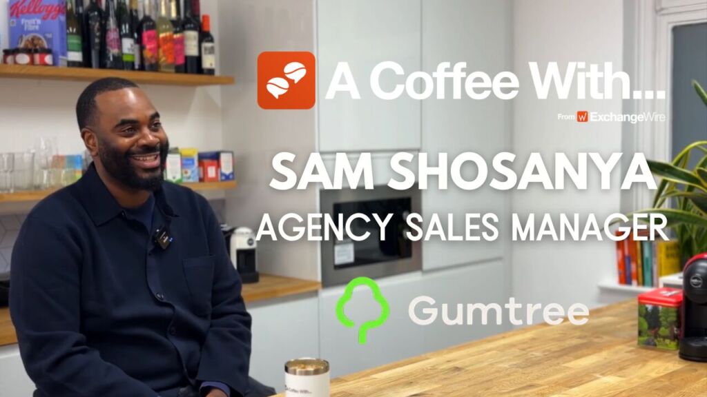 Shot of Sam Shosanya, agency sales manager at Gumtree, in the ExchangeWire kitchen for an episode of A Coffee With...