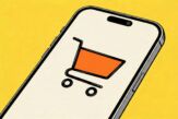 In image of a phone with a shopping cart icon
