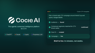 Cocie AI Launches CTV Autopilot, The First Agentic Contextual Intelligence Platform Built for Programmatic CTV