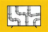 A TV showing a set of interconnected pipes