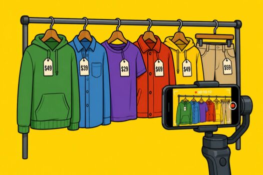 Live Commerce in APAC: The Market is Ready but the Hard Work Begins Now Live Commerce in APAC: A rack of clothes being filmed.