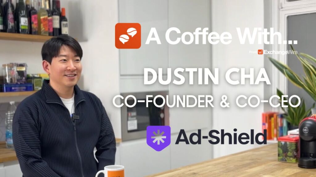 Shot of Dustin Cha, co-founder & co-CEO of Ad-Shield, in the ExchangeWire kitchen for an episode of 'A Coffee With...'