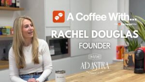Shot of Rachel Douglas, founder of Ad Astra Advertising, in the ExchangeWire kitchen for an episode of 'A Coffee With...'