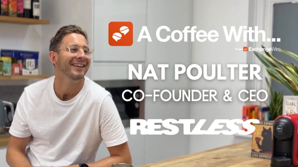 Shot of Nat Poulter, co-founder & CEO of Restless, in the ExchangeWire kitchen for an episode of 'A Coffee With...'