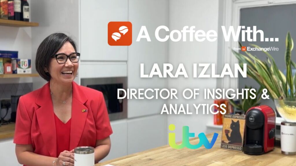Shot of Lara Izlan, director of insights & analytics at ITV, in the ExchangeWire kitchen for an episode of 'A Coffee With...'