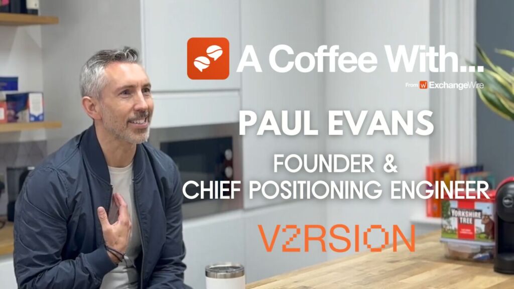 Shot of Paul Evans, founder & chief positioning engineer at V2RSION, in the ExchangeWire kitchen for an episode of 'A Coffee With...'