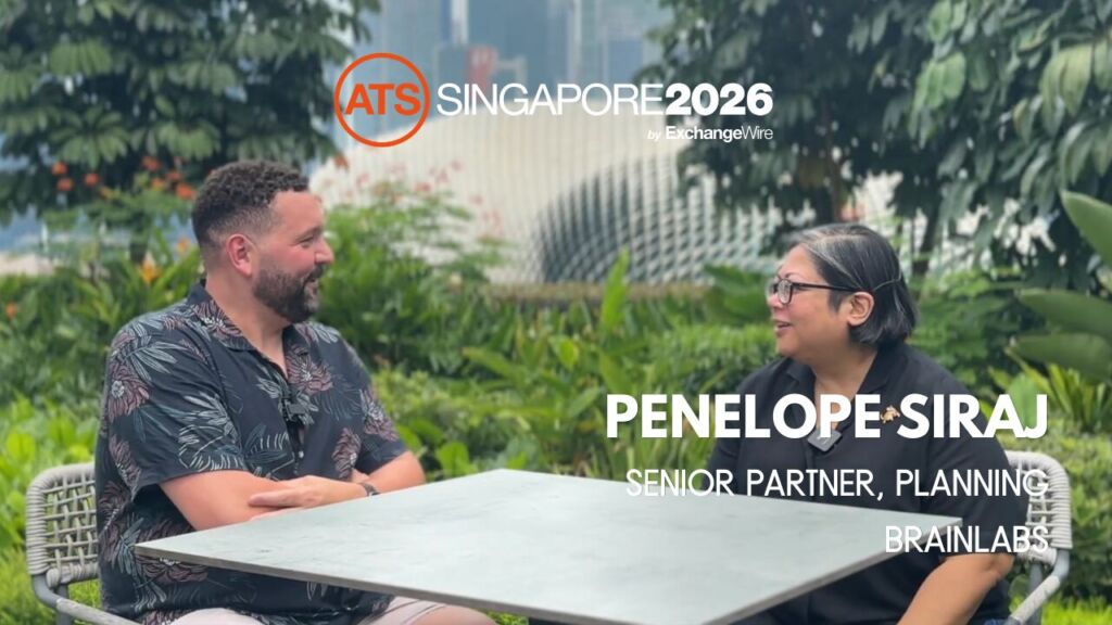 Interview with Penelope Siraj, senior partner, planning at Brainlabs, in front of the Esplanade at ATS Singapore 2026 by ExchangeWire.