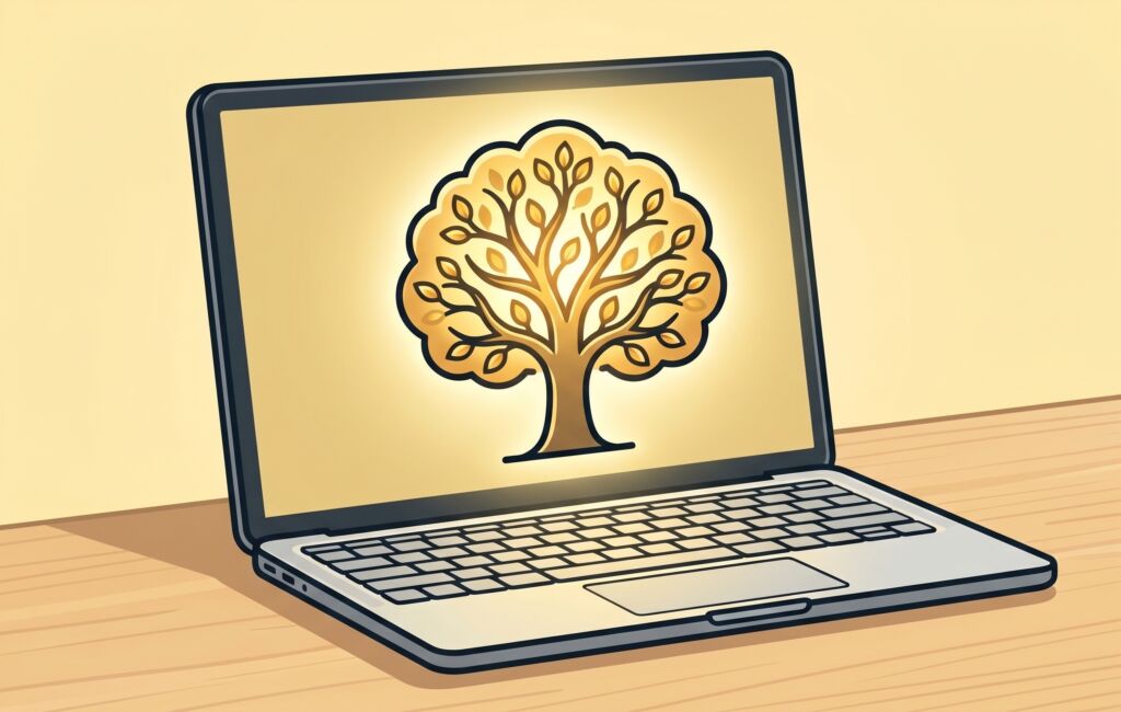 Tree on a laptop screen