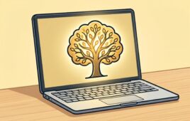Tree on a laptop screen